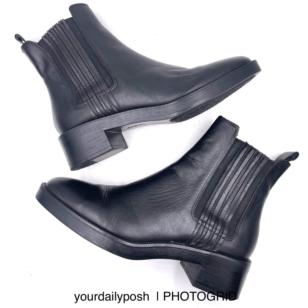 Black leather Zara western Chelsea ankle boots EU size 36